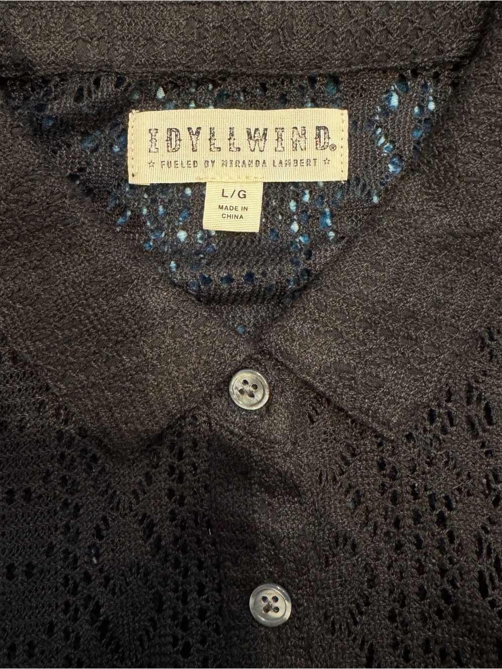 Idyllwind Black Lace Fringe Western Blouse Button Front M - Picture 3 of 11